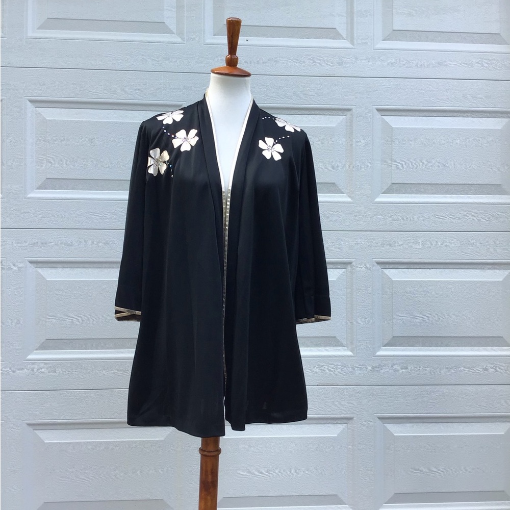 De Weese Designs coverup vintage Black glamour Floral swim size 12/34